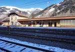 Blick auf das Bahnhofsgebäude von Dorfgastein am 12.2.2016