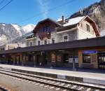 Blick auf das Bahnhofsgebäude von Bad Hofgastein am 12.2.2016