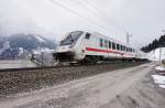 EC 114 (Klagenfurt Hbf - Dortmund Hbf), am 13.3.2016 bei der Durchfahrt durch den ehemaligen Bahnhof Angertal.