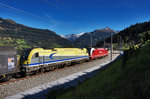 Nachschuss von der SLB 1216 940-7 und CargoServ 1216 930-6 bei der Durchfahrt durch den ehemaligen Bahnhof Angertal.