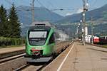 Nachschuss auf ÖBB 4024 088-9  VVT - Verkehrsverbund Tirol , als dieser als S-Bahn nach Jenbach aus dem Bahnhof von Fritzens-Wattens fuhr.