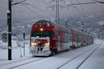 86-33 107 erreicht mit seiner verschneiten Front Dornbirn Haselstauden. 15.01.21