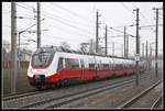 4758 504 fährt am 15.01.2019 als Probezug durch den Bahnhof Ybbs an der Donau.