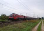 Railjet 62 mit dem Zugfahrzeug 1116 209  ist am 12.09.2009 in Oftering durchgefahren.