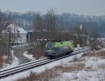 Solofahrt der 1116 142 am 31.01.2014 bei Kremsmünster.