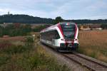 GKB GTW 63.09  S-Bahn Steiermark  besucht die Landesbahn zwischen Korneuburg und Ernstbrunn. Die Aufnahme enstand am 15.09.2012 bei Karnabrunn.