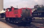 Eine DH 600.1 der Graz-Köflacher Bahn rangiert am 18.06.1974 im Köflacher Bahnhof in Graz