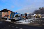 5063.08 der als Werbeträger der  S-Bahn Steiermark  ein blaues Kleid bekommen hat rollt am Morgen des 1.1.2015 gen Wies Markt.