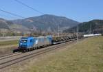 Der LTE Autozug 42988 (Mercedes G-Klassen via Bremerhaven) war am 09.03.2014 mit der 185 529  Michaela  unterwegs, und wurde in Foirach fotografiert.