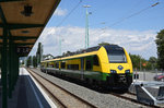 Der von der GySEV/Raaberbahn bei Siemens neubeschaffte Elektrotriebwagen  Desiro ML , 4744 300 steht abgestellt am 09.07.2016 in Wulkaprodersdorf.