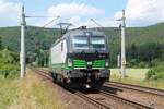 193 752 der ELL (im Einsatz für SETG) am 12.6.2022 Lz in der Einfahrt nach Saalfeld (Saale)