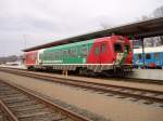 Dieseltriebwagen VT51 (5047 401-4) der STLB im Bahnhof Gleisdorf (Stmk.) am 20.3.2004 nach seiner Ankunft aus Weiz um 12.15 Uhr