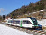 Am winterlichen 07. Jänner 2021 war der GTW 4062 003 der Landesbahnen als R 8788 von Übebelbach nach Peggau-Deutschfeistritz unerwegs, und wurde von mir kurz hinter der Haltestelle Prenning-Viertler fotografiert.