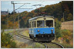 ET 1 der StB am 23.10.2021 von Feldbach auf der Fahrt nach Bad Gleichenberg zwischen den Haltestellen Fischa und Burgfried aufgenommen.