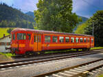 Übelbach. Am 16.08.2023 steht der ehemalige SZU Wagen im Bahnhof Übelbach.