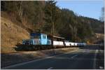 Schmalspur E-Lok E3 fhrt auf der Breitenauerbahn vom Magnesitwerk in St.Erhard nach Mixnitz.