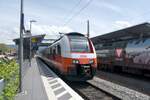 LINDAU/Bodensee (Landkreis Lindau/Bodensee), 09.05.2023, Zug 4748 502-3 der ÖBB als S1 nach Lindau-Insel in Lindau-Reutin