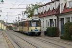 Triebwagen 405 + 102 am 08.Oktober 2016 in der Feldgasse in Guntramsdorf.