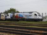 Und wieder eine Bildungslcke geschlossen: am Nachmittag des 27.4.2013 war die Sonderlok  ROLAND  der Wiener Lokalbahnen Cargo GmbH (1216 955-5) an der Ostbahnstrecke beim Kraftwerk Simmering