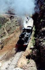 Die Winterthur Lok auf einem der steilsten Abschnitte auf dem Weg zur libanesischen Grenze, vorbei an Zabadani und Sergaya.