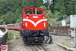 AFR DL31 (B'B', dh, Mitsubishi Heavy Industries Ltd., Bj.1972, Fab.Nr. 1854) schiebt am 05.Juni 2017 Zug 49 (Alishan Station - Chaoping Station) in die Chaoping Station.