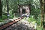 Hölzerne Trestle Brücke auf der AFR Shuishan Line, wo kein planmäßiger Betrieb mehr stattfindet.