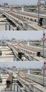 Einfahrtsweiche der Lake Muang Thon Thani Station (MT02) in den Stellungen: Gerade, Halb und Ablenkung. Bild vom 31.Mai 2026.