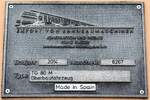 Fabrikschild des SRT Oberbauwagen รบน.044, aufgenommen am 19.April 2026 in der Si Racha Junction.