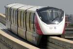 MRT PM23 (Hersteller: Bombardier Transportation + CRRC Nanjing Puzhen, Type Innovia Monorail 300) am 31.Mai 2026 von der Maiyalap Station (PK20) kommend kurz vor der Vacharaphol Station (PK21).