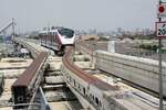 MRT PM19 (Hersteller: Bombardier Transportation + CRRC Nanjing Puzhen, Type Innovia Monorail 300) n�hert sich am 31.Mai 2026 der Einfahrtsweiche der Lake Muang Thon Thani Station (MT02).