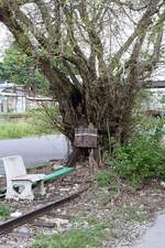 Biologischer Gleisabschluss in der Hat Yai Cargo Station am 15.Mai 2025.