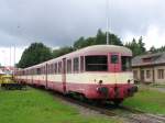 Beiwagens von die Triebwagens der ČSD-Baureihe M 240.0 (820) in Tanvald am 12-7-2009.