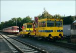 SZDC Bauzug MUV 74.2 035 auf Hbf. Rakovnik am 1.10.2016. 