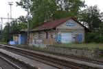 Güterschuppen im Bahnhof Rohatec am 03.August 2019.