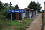 Haltestelle Blizkovice, Blickrichtung Moravske Budejovice, am 14.Juli 2018.