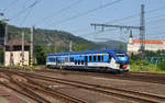 Der Regioshark 844 025 erreicht am 12.06.19 als Os 6661 von Rumburk kommend seinen Zielbahnhof Decin.