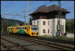 CD Regionova 814046-8 rangiert hier am 6.9.2021 vor dem nördlichen Stellwerk des Decin Hlavni Nadrazi.