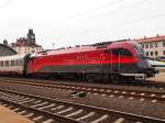 ÖBB 1216 230-3 Railjet im Hauptbahnhof Prag am 10. 2. 2014.