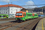 845 409 der GW Train erreicht am 01.04.25 aus Zatec kommend seinen Zielbahnhof Usti n.L..
