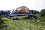 Brücke der Nordbahn nach Wien über die alte Thaya (Stara Dyje) bei Breclav am 15.September 2018.