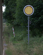 Ein Vorsignal (?) an der Strecke Kamenicky Senov-Ceska Kamenice. 02.07.2016 11:33 Uhr.
