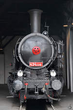 Die Dampflokomotive 434 2218 Anfang April 2018 im Eisenbahnmuseum Lužná u Rakovníka.