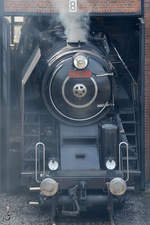 Die tschechische Dampflokomotive 475 111 im Ringlokschuppen des Eisenbahnmuseums in Dresden.