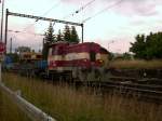 Arbeitszug bei der Ausfahrt Bahnhof Marienbad,25.08.2008
