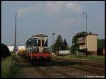 721 546-0 mit einem Bauzug in Kyjov am 18.05.2009