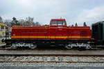 Die Diesellokomotive T 444 030 Anfang April 2018 im Eisenbahnmuseum Lužná u Rakovníka.