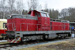 Die Diesellokomotive T 466 0286 Anfang April 2018 im Eisenbahnmuseum Lužná u Rakovníka.