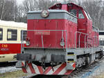 Die Diesellokomotive T 466 0286 Anfang April 2018 im Eisenbahnmuseum Lužná u Rakovníka.