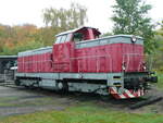 Museumslokomotive T 466.0286 fotografiert am 12.10.2013 bei einer Fahrzeugausstellung im Eisenbahnmuseum Lužná u Rakovníka