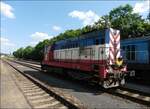 Strabag 740 658-0(Baujahre 1979)in HBf, Rakovník am 11. 6. 2023.